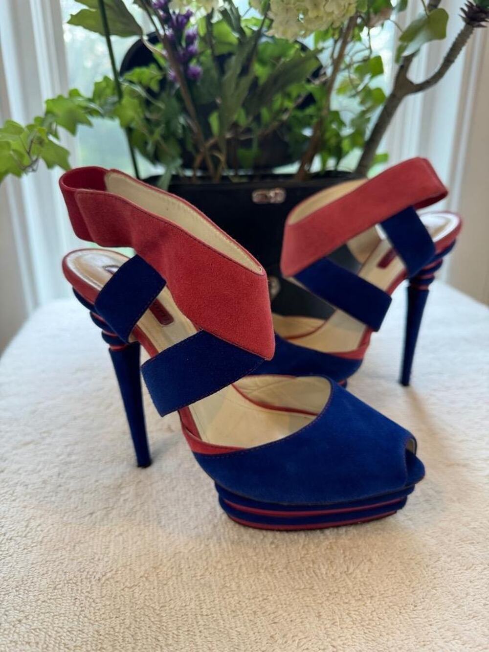 STUNNING Cesare Paciotti PURPLE PINK PLATFORM HEELS SHOE 36 US 6 (TAC700
